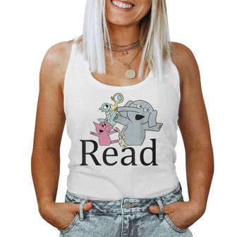 Funny Read Book Club Piggie Elephant Pigeons Teacher  Women Tank Top Basic Casual Daily Weekend Graphic