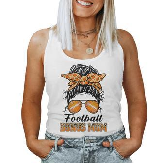 Bleached Football Bonus Mom Messy Bun Game Day Mothers Day Women Tank Top Basic Casual Daily Weekend Graphic - Thegiftio UK