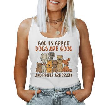 God Is Great Dogs Are Good People Are Crazy Women Tank Top Basic Casual Daily Weekend Graphic - Thegiftio UK