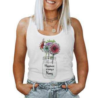 Happiness Is Being A Nanny Sunflower Mothers Day Women Tank Top Basic Casual Daily Weekend Graphic - Thegiftio UK