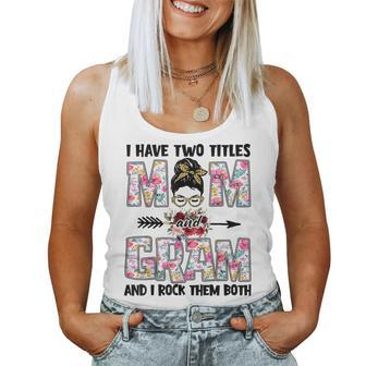 I Have Two Titles Mom And Gram Leopard Flower Mom Grandma Women Tank Top Basic Casual Daily Weekend Graphic - Thegiftio UK
