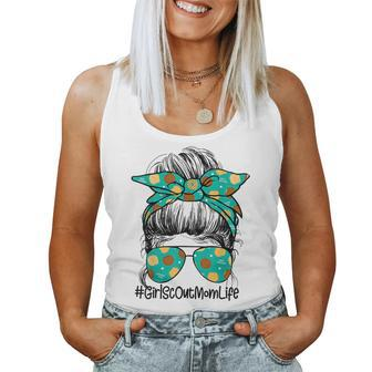 Mom Life Messy Bun Scout For Girls Cookie Women Tank Top Basic Casual Daily Weekend Graphic - Thegiftio UK