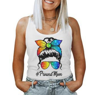 Proud Mom Lgbt Gay Pride Messy Bun Support Lgbtq Parade V2 Women Tank Top Basic Casual Daily Weekend Graphic - Thegiftio UK