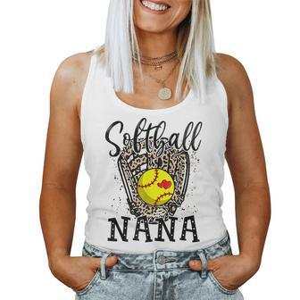 Softball Nana Leopard Game Day Softball Lover Mothers Day Women Tank Top Basic Casual Daily Weekend Graphic - Thegiftio UK