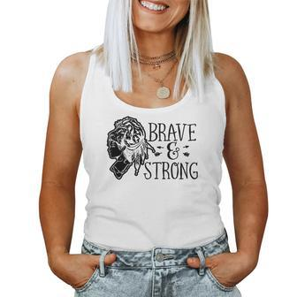 Strong Woman Brave And Strong Design For Dark Colors Women Tank Top Basic Casual Daily Weekend Graphic - Seseable