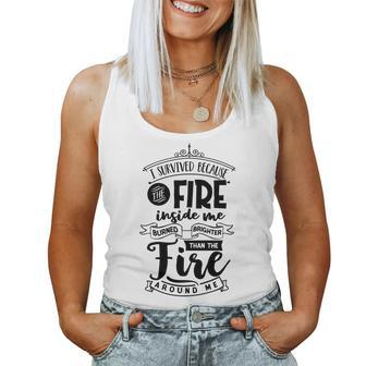 Strong Woman I Survived Because The Fire Awesome Gift Women Tank Top Basic Casual Daily Weekend Graphic - Seseable
