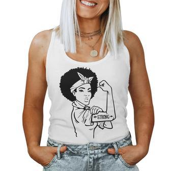 Strong Woman Rosie - Strong - Afro Woman Black Design Women Tank Top Basic Casual Daily Weekend Graphic - Seseable