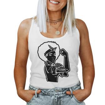 Strong Woman Rosie Strong Afro Woman For Dark Colors Women Tank Top Basic Casual Daily Weekend Graphic - Seseable