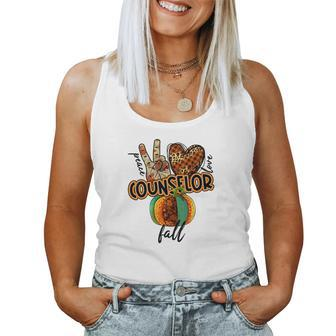 Teacher Peace Love Fall Counselor Women Tank Top Basic Casual Daily Weekend Graphic - Seseable