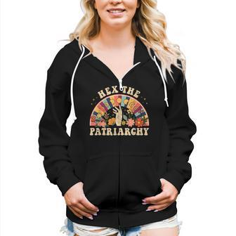 Feminist Witch Hex The Patriarchy Halloween Witch Vibes Women Hoodie Casual Graphic Zip Up Hooded Sweatshirt - Thegiftio UK