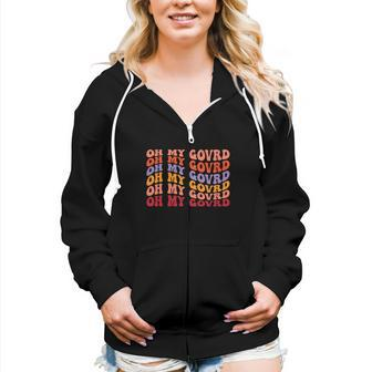 Oh My Govrd Vintage Groovy Fall Women Hoodie Casual Graphic Zip Up Hooded Sweatshirt - Seseable