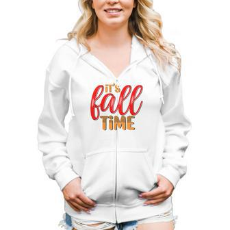 Its Fall Time Funny Fall Season Women Hoodie Casual Graphic Zip Up Hooded Sweatshirt - Seseable