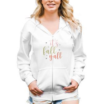 Its Fall Yall Glitter Fall Season Women Hoodie Casual Graphic Zip Up Hooded Sweatshirt - Seseable