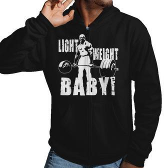 Light Weight Baby - Ronnie Coleman Gym Motivational Men Hoodie Casual Graphic Zip Up Hooded Sweatshirt - Thegiftio UK