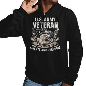 Us Army Veteran Defender Of Liberty 4Th Of July Day Men Hoodie Casual Graphic Zip Up Hooded Sweatshirt - Seseable