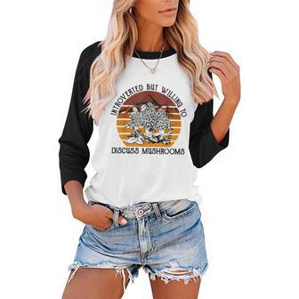 Introverted But Willing To Discuss Mushrooms Halloween Women Baseball Tee Raglan Graphic Shirt | Seseable CA