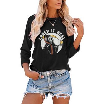 Creep It Real - Funny - Halloween  Women Baseball Tee Raglan Graphic Shirt