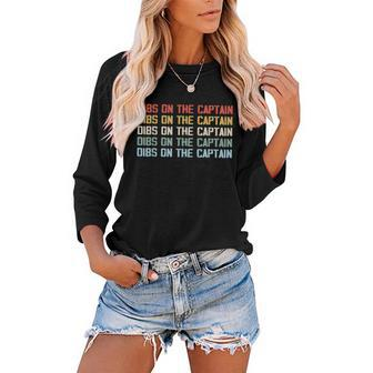 Captains Wife Dibs On The Captain Funny Boating Quote Women Baseball Tee Raglan Graphic Shirt - Thegiftio UK