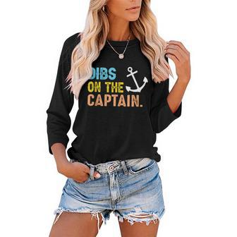 Funny Captain Wife Dibs On The Captain V9 Women Baseball Tee Raglan Graphic Shirt - Thegiftio UK