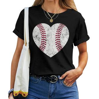 Mothers Day Gift Distressed Heart Baseball Heart Mom Mommy  Women T-shirt Casual Daily Crewneck Short Sleeve Graphic Basic Unisex Tee