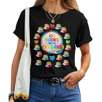 100 Books For 100 Days 100Th Day Of School  Teacher Kid  Women T-shirt Casual Daily Crewneck Short Sleeve Graphic Basic Unisex Tee