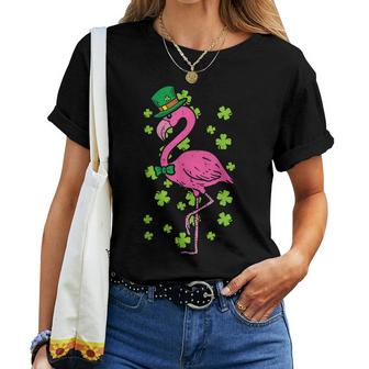 Leprechaun Flamingo Shamrock St Patricks Day Animal Gifts  Women T-shirt Casual Daily Crewneck Short Sleeve Graphic Basic Unisex Tee