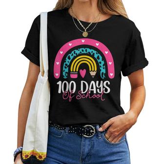 100 Days Smarter 100 Days Of School Rainbow Teachers Kids  Women T-shirt Casual Daily Crewneck Short Sleeve Graphic Basic Unisex Tee