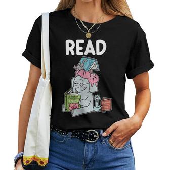 Funny Teacher Library Read Book Club Piggie Elephant Pigeons  Women T-shirt Casual Daily Crewneck Short Sleeve Graphic Basic Unisex Tee