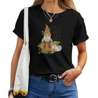 Fall Gnomes Oh My Gourd I Love Fall Women T-shirt Casual Daily Crewneck Short Sleeve Graphic Basic Unisex Tee