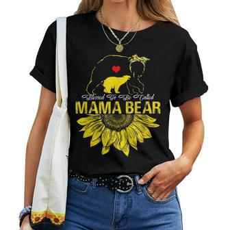 Blessed To Be Called Mama Bear Sunflower Women T-shirt - Thegiftio UK