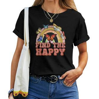 Boho Vintage Find The Happy Place Custom Women T-shirt - Seseable