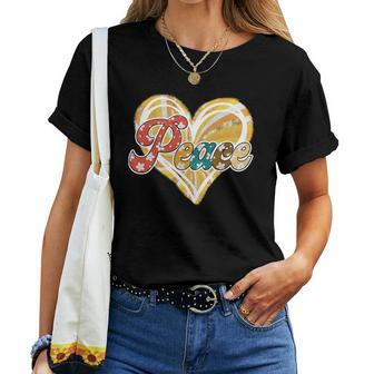 Boho Vintage Peace Heart Retro Custom Women T-shirt - Seseable