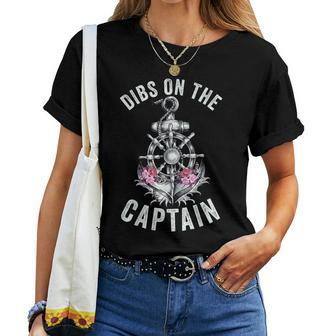 Captain Wife Dibs On The Captain Flower Anchor Women T-shirt - Thegiftio UK