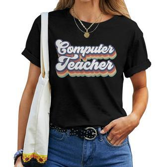 Cute Computer Teacher Typography Back To School Teaching Women T-shirt - Thegiftio UK