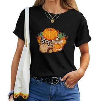 Fall Season Lovers Pumpkin Shoes Sweater Weather Women T-shirt - Seseable