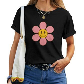 Flower Smiley Positive Retro Vintage V2 Women T-shirt - Seseable