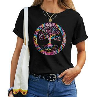 Hippie Colorful Tree Circle Official Custom Women T-shirt - Seseable