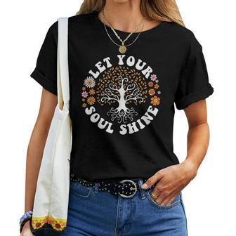 Hippie Let Your Soul Shine Daisy Flower Design Women T-shirt - Seseable