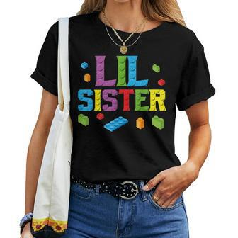 Lil Sister Master Builder Building Bricks Blocks Set Women T-shirt - Thegiftio UK