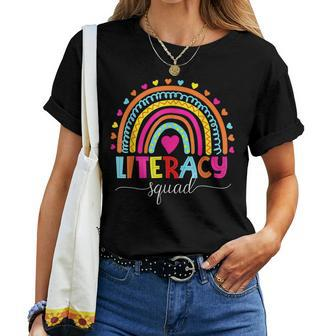 Literacy Squad Reading Teacher Rainbow Back To School Women T-shirt - Thegiftio UK