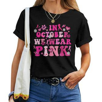 In October We Wear Pink Nurse Life Pumpkin Leopard Halloween Women T-shirt - Thegiftio UK
