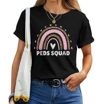 Peds Squad Pediatric Nurse Peds Pediatrician Rainbow Leopard Women T-shirt - Thegiftio UK