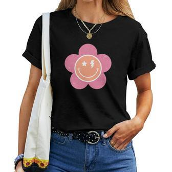 Pink Smile Flower Retro Vintage Design V2 Women T-shirt - Seseable