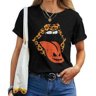 Pumpkin Leopard Lips Adult Halloween Costume For Women Women T-shirt - Thegiftio UK