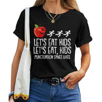 Punctuation Lets Eat Halloween Educator Apple Educator Women T-shirt - Thegiftio UK