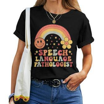 Retro Groovy Speech Therapy Speech Language Pathologist Slp Women T-shirt - Thegiftio UK