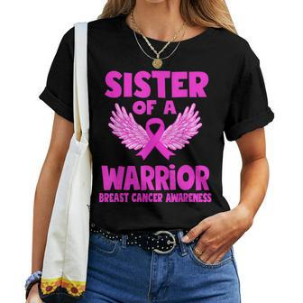 Sister Of A Warrior Breast Cancer Awareness Support Warrior Women T-shirt - Thegiftio UK