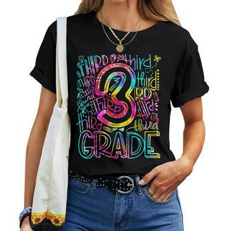 Tie Dye 3Rd Grade Typography Team Third Grade Teacher Women T-shirt - Thegiftio UK