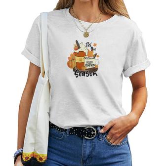 Fall Coffee Tis The Season Hello Pumpkin Women T-shirt Casual Daily Crewneck Short Sleeve Graphic Basic Unisex Tee