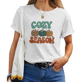 Cozy Season Sweater Season Pumpkins Fall Women T-shirt Casual Daily Crewneck Short Sleeve Graphic Basic Unisex Tee
